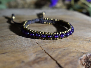 Amethyst Armband &quot;Lavender&quot; mit kleinen Messingperlen