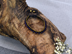 Amethyst Armband &quot;Lavender&quot; mit kleinen Messingperlen