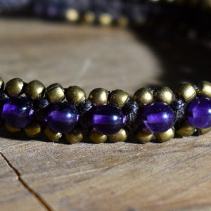 Amethyst Armband &quot;Lavender&quot; mit kleinen Messingperlen