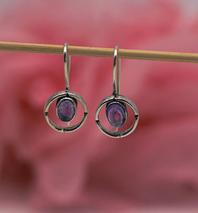 Runde zierliche Hängeohrring mit Edelstein Amethyst