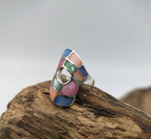 Emaille Silberring, multicolor