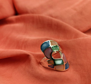 Emaille Silberring, multicolor
