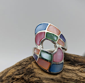Emaille Silberring, multicolor