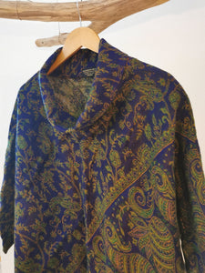 Poncho blau/grün mit Paisleymuster