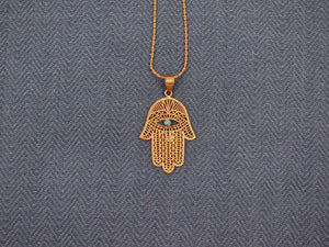 Anhänger &quot;Hand der Fatima&quot; mit Türkis, Hamsa Khamsa, Schutzsymbol, mit Kette