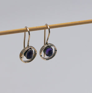 Runde zierliche Hängeohrring mit Edelstein Amethyst