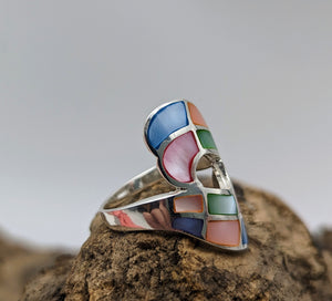 Emaille Silberring, multicolor