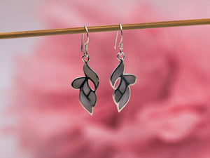 Blatt Hängeohrring, Blüten aus Perlmutt, 925 Sterlingsilber