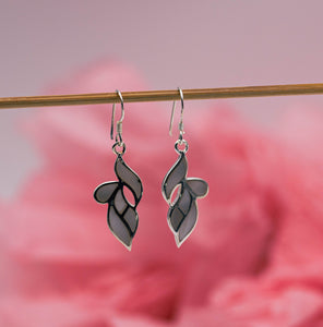 Blatt Hängeohrring, Blüten aus Perlmutt, 925 Sterlingsilber