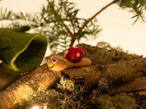 Schnecke mit Haus und Tannenbaum, Filz Dekoration Weihnachten