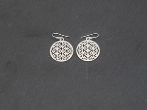 Silberohrring mit Blumen des Lebens, Lebensblume Ohrringe, 24mm