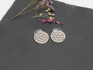 Silberohrring mit Blumen des Lebens, Lebensblume Ohrringe, 24mm