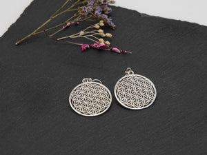 Silberohrring mit Blume des Lebens, 925 Sterlingsilber, Lebensblume Ohrringe