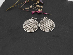 Silberohrring mit Blume des Lebens, 925 Sterlingsilber, Lebensblume Ohrringe