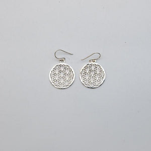 Silberohrring mit Blumen des Lebens, Lebensblume Ohrringe, 24mm