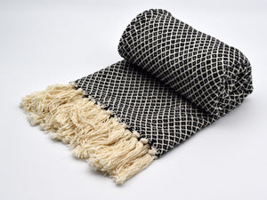 Kuscheliger Schal "Piandao" aus 100% Baumwolle, schwarz / cremeweiß