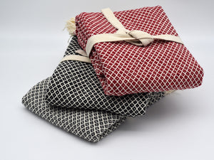 Herren und Frauen Schal "Nino" aus 100% Baumwolle, weiß / grau, Diamant Muster