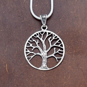 Silberkette mit Baum des Lebens Anhänger, 925 Sterling Silber