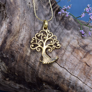 Halskette mit Lebensbaum Anhänger aus Messing, Baum des Lebens