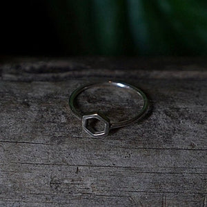 Silberring mit offenem Hexagon, Sechseck Ring,  925 Sterlingsilber