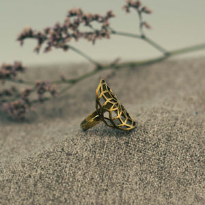 Lebensblume Mandala Ring aus Messing