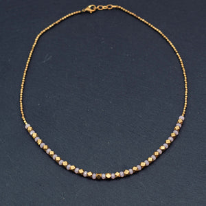 Halskette mit antiken Messingperlen und Türkis / Rosenquarz