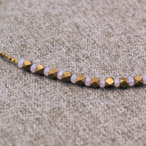 Halskette mit antiken Messingperlen und Türkis / Rosenquarz