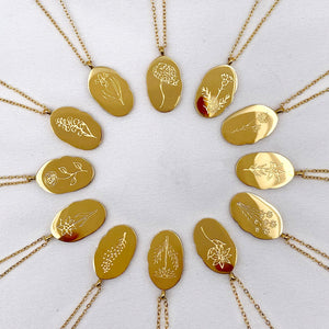 Persönliche Geburtsblumen Halskette, 18k Gold, Geburtsmonat Blumen Halskette, Monatskette