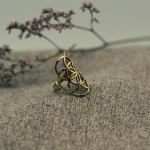 Goldener Mandala Ring aus Messing