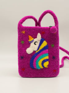 Einhorn Kindertasche, gefilzt, in rosa oder lila